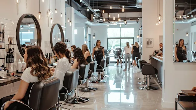 modern hair salon with stylists